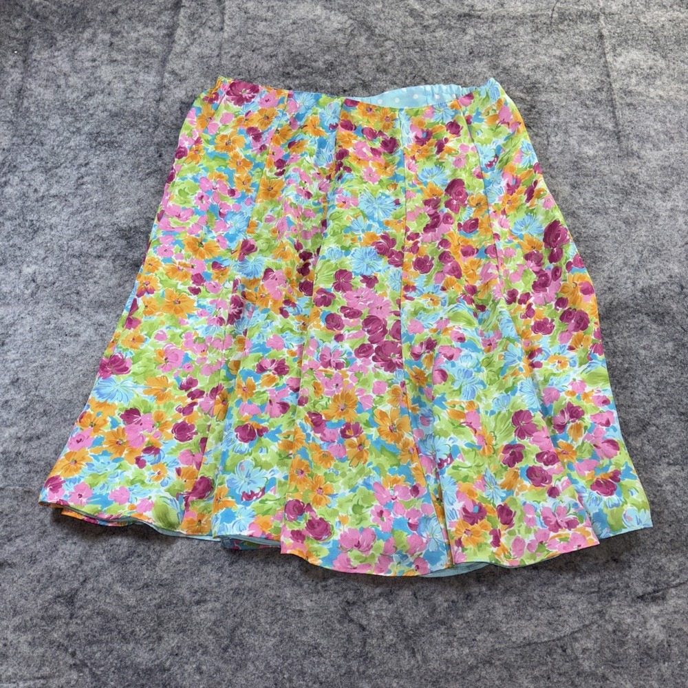 Emma‎ James Reversible Midi Skirt Women's 16W Floral & Polkadot Career Modest